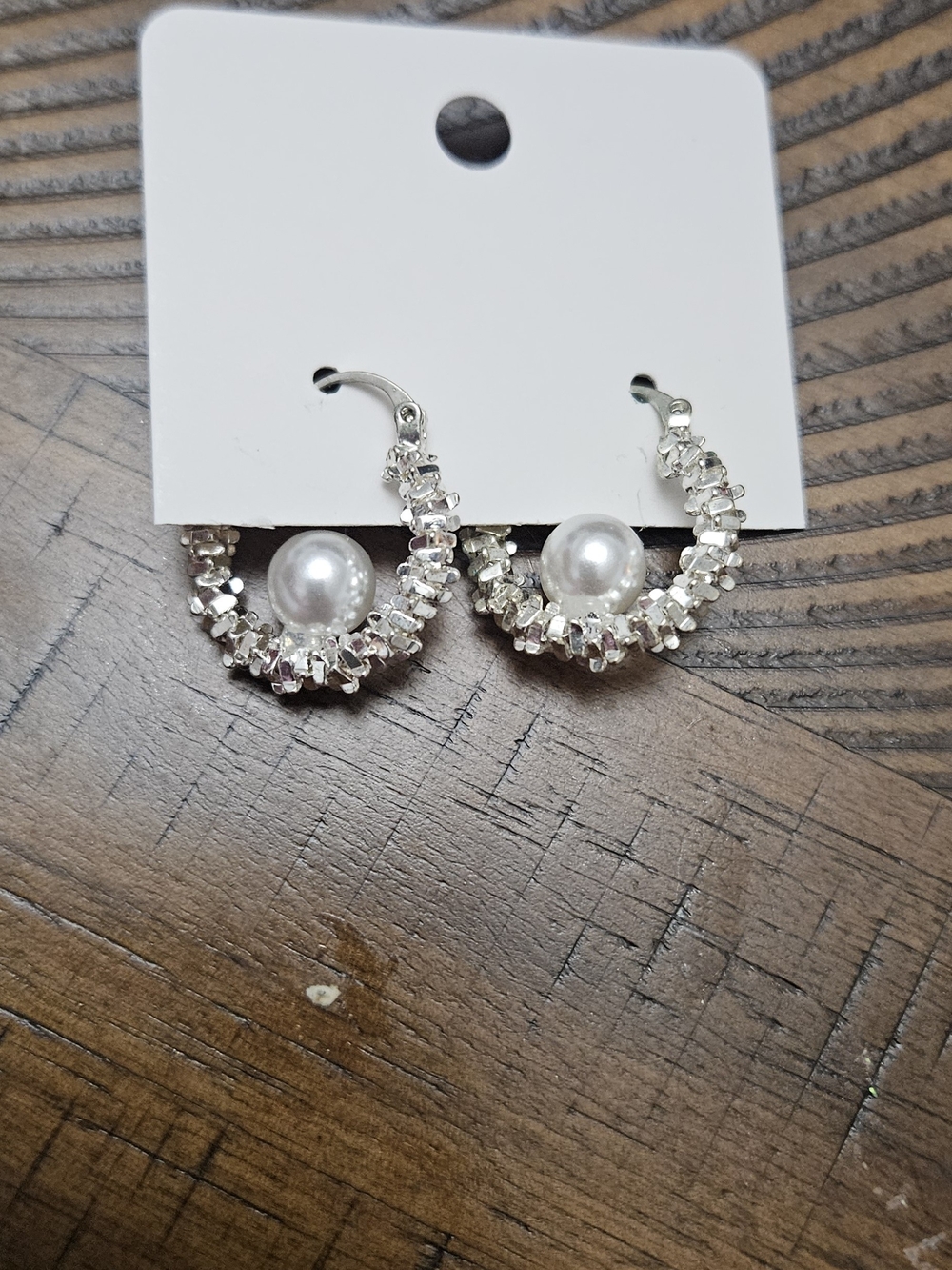 Silver Pearl Halo Drop Earrings - Women Jewelry